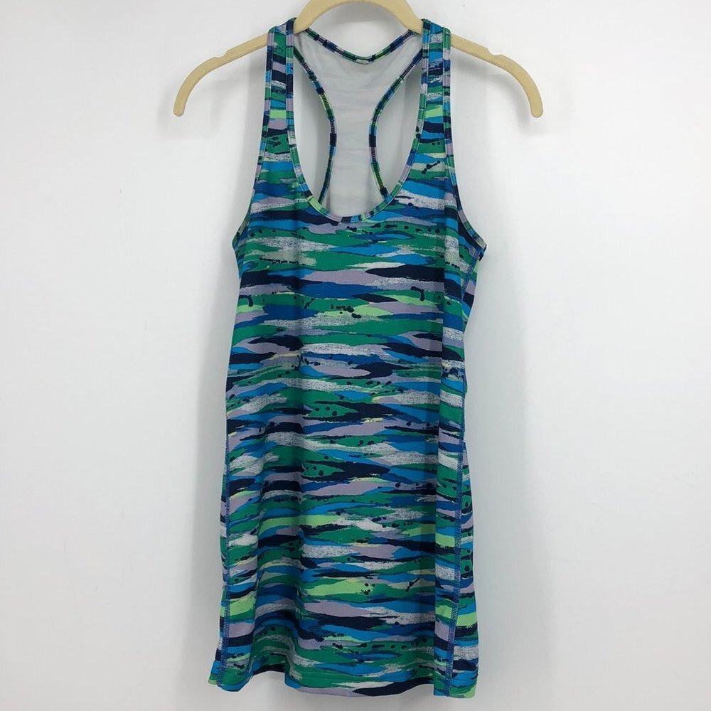 Lululemon Cool Racerback blue green  print Seven Wonders Multi ~ Small - Picture 14 of 16